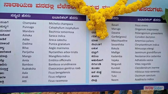 Name of Plants of Narayana Vana